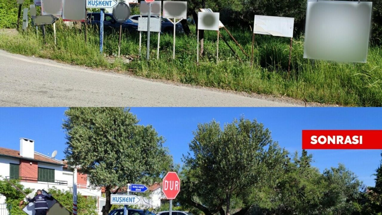 Ayvalık'ta görüntü kirliliği yaratan tabela ve reklam panoları kaldırıldı