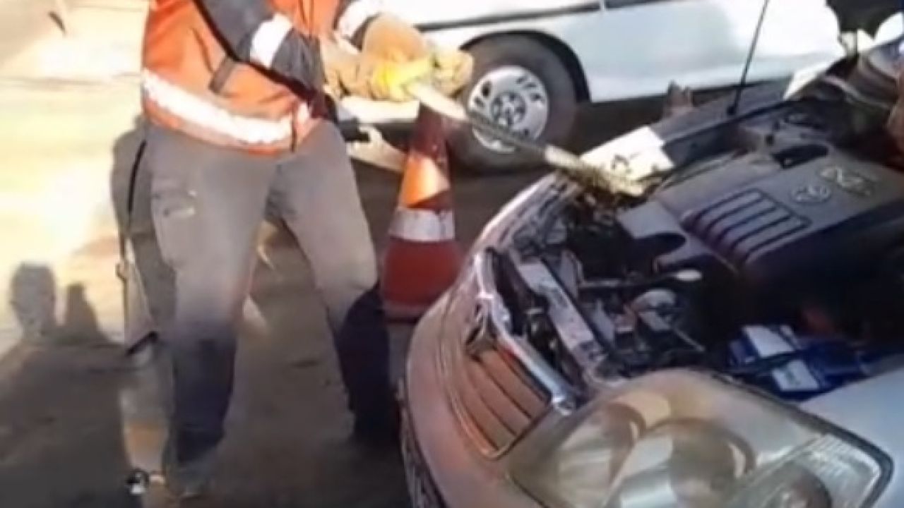 Otomobilin motor bölümüne giren yılanı itfaiye çıkardı